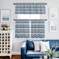 thumbnail image 2 of Vintage Stripes Kitchen Curtains Valances and Tiers Set of 3 Gray Blue Striped Retro Lines Abstract Tier Curtains and Valance with Rod Pocket for Small Windows, 27.5"x36", 2 of 9