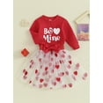 thumbnail image 3 of Bagilaanoe 2Pcs Newborn Baby Girls Valentine’s Day Clothes Letters Print Long Sleeve Romper Tops + Heart Tulle Skirt 3M 6M 9M 12M 18M Infant Casual Skirt Set, 3 of 8