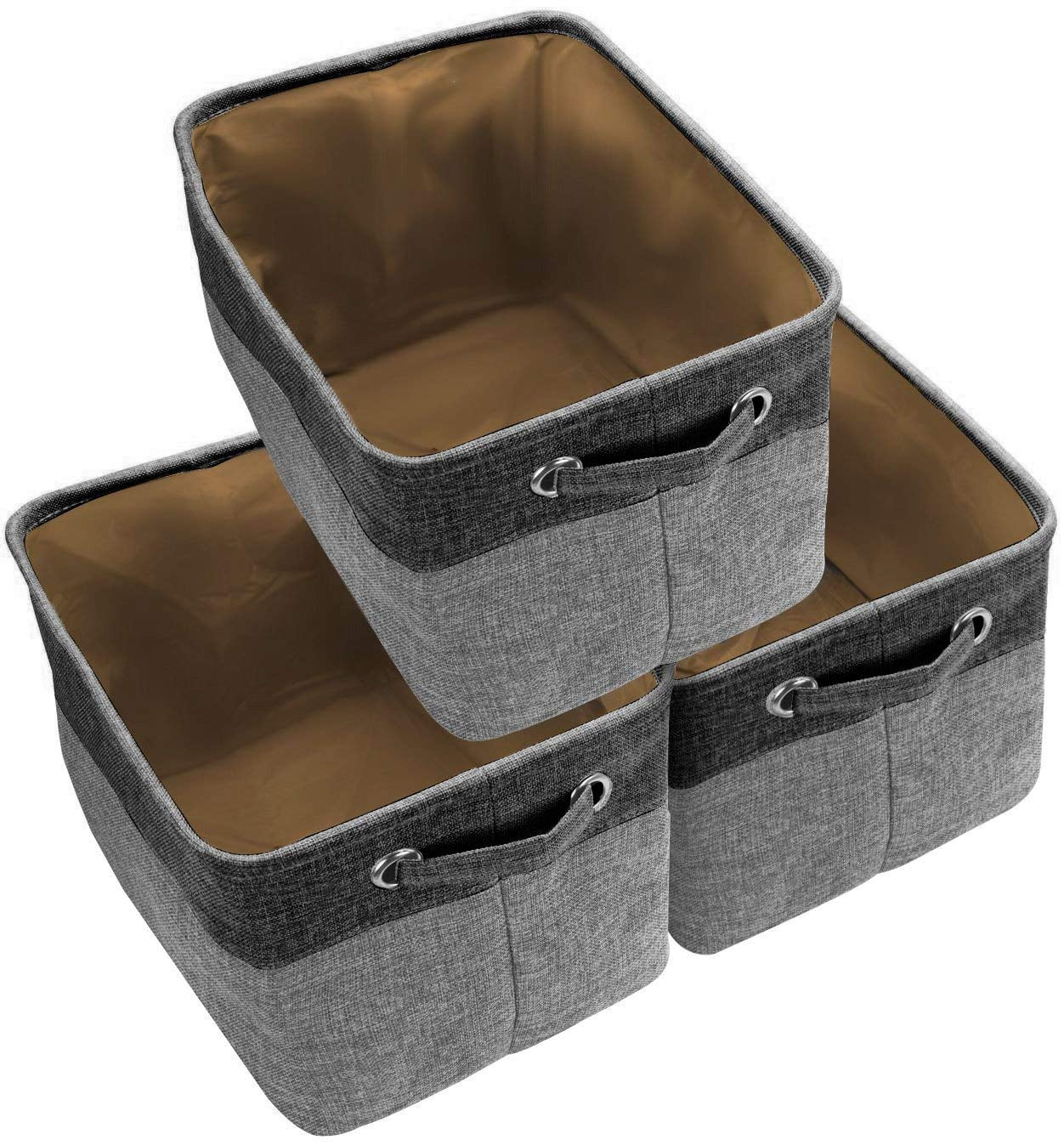 Sorbus Twill Storage Fabric Basket Organizer, Large, Collapsible, Set of 6, Black