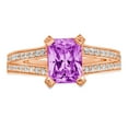 thumbnail image 3 of 2.45 ct Emerald Cut Simulated Alexandrite Solitaire with Simulated Diamond Accents 18K Rose Gold Womens Engagement Ring, 3 of 5