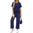 thumbnail image 5 of Fantaslook 2 Piece Sets for Women Casual Summer Travel Vacation Outfits Short Sleeve Tops Wide Leg Pants Lounge Sets, 5 of 9