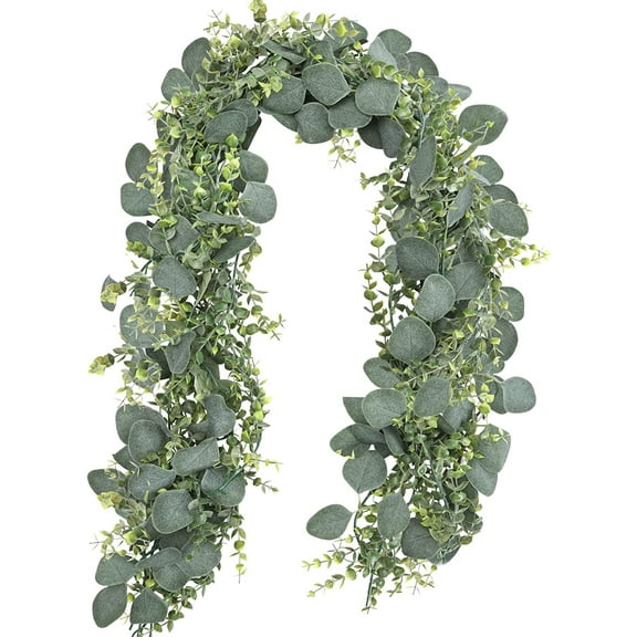 Namzi Artificial Eucalyptus Garland, 5.5ft, Silver Dollar Greenery, 2 Pack