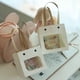 thumbnail image 5 of Xiao Hua Regalos, flores, bolsas de embalaje para cajas de regalo, bolsas de regalo con ventana transparente, bolsas de papel kraft, bolsas de mano cuadradas (cara sonriente blanca, tamaño pequeño), 5 of 5