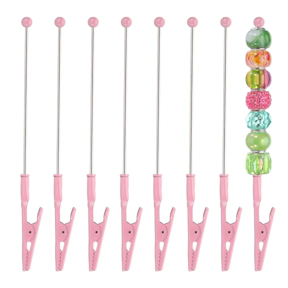 Uxcell Long-Tailed Alligator Clamp, 8 Pcs 5.3 inch/135mm Metal Wire Alligator Clamp Beadable Clips, Pink