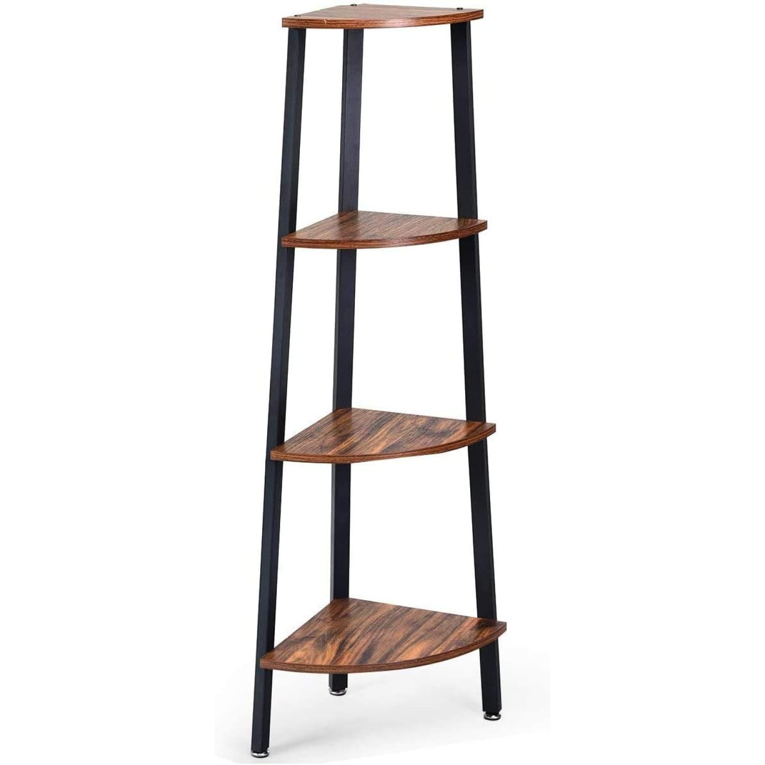 HElectQRIN 4Tier Industrial Corner Shelf, Corner Ladder Bookcase w
