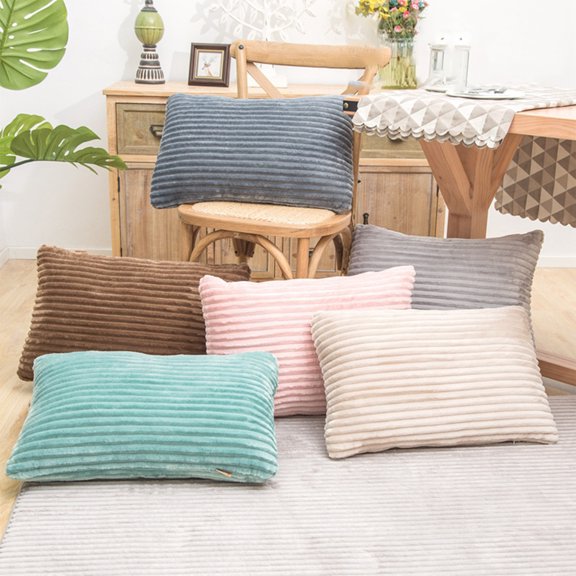 Soft Flannel Drawstring Pillow Cover, Comfortable Back Cushion Case for Sofa and Bed, Breathable Protector for Bedroom Bedding, Warm and Elegant Mother's Day Home Accent, 11.8*19.6in, Gray