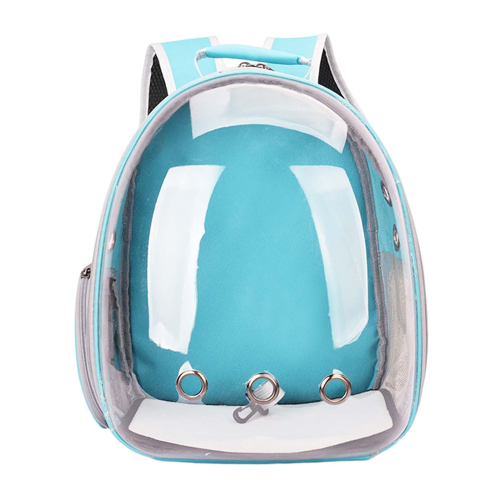 Bvdfgk Cat Carrier Backpack with Adjustable Shoulder Strap Transparent Small Dog Hiking Blue