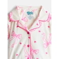 thumbnail image 2 of Wonder Nation Girls Long Sleeve Button Front Top and Pants with Eye Mask, 3-Piece Sleep Set, Sizes 4-18, 2 of 4