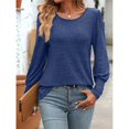 thumbnail image 4 of Camisas de Larga con Cuello Redondo para Mujer, Blusas de Otoño, Sudaderas Elegantes de Moda con Leggings Azul XL, 4 of 9