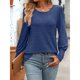 thumbnail image 4 of Camisas de Larga con Cuello Redondo para Mujer, Blusas de Otoño, Sudaderas Elegantes de Moda con Leggings Azul XXL, 4 of 9