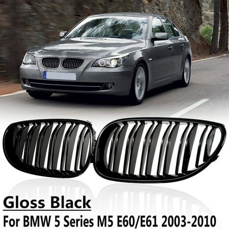 2xfront Kidney Twin Fins Gloss Grille Double Line Grill For Bmw E60 E61 M5 Walmart Canada