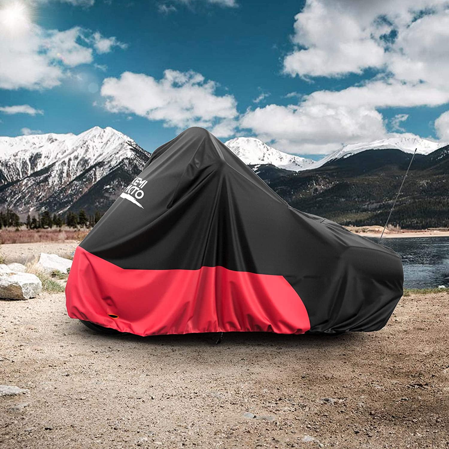 KEMIMOTO Motorcycle Cover, Compatible with Touring Models Road King Street Glide Road Glide Cover Waterproof Impermeable Outdoor All Weather Protect from Dust Sunlight Rain, Black