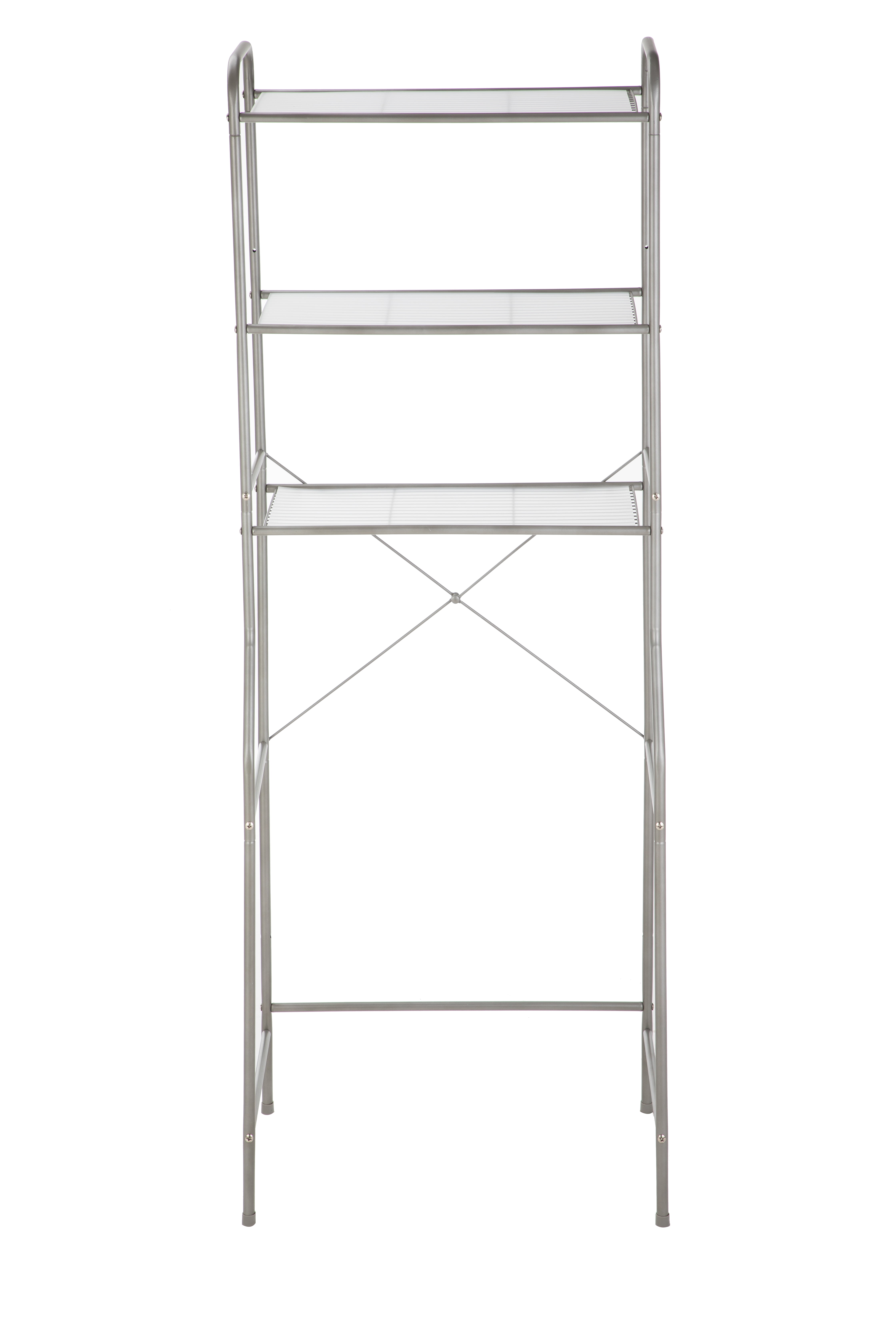 Mainstays Over-the-Toilet 3-Shelf Steel Storage Unit with Liners, Satin Nickel