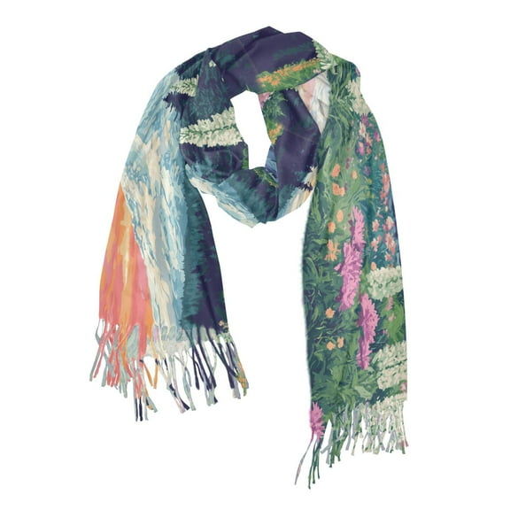 FORMRS Womens Scarf Winter Soft Long Big Warm Shawls Wrap Tassel Scarves, Floral Mountain