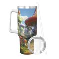 thumbnail image 2 of Fotbe Cute Mushroom Town Pattern 40oz Ice Bully With Handle And Straw Stainless Steel Vacuum Insulated Cup And 2 In 1 Straw Lid, 2 of 8