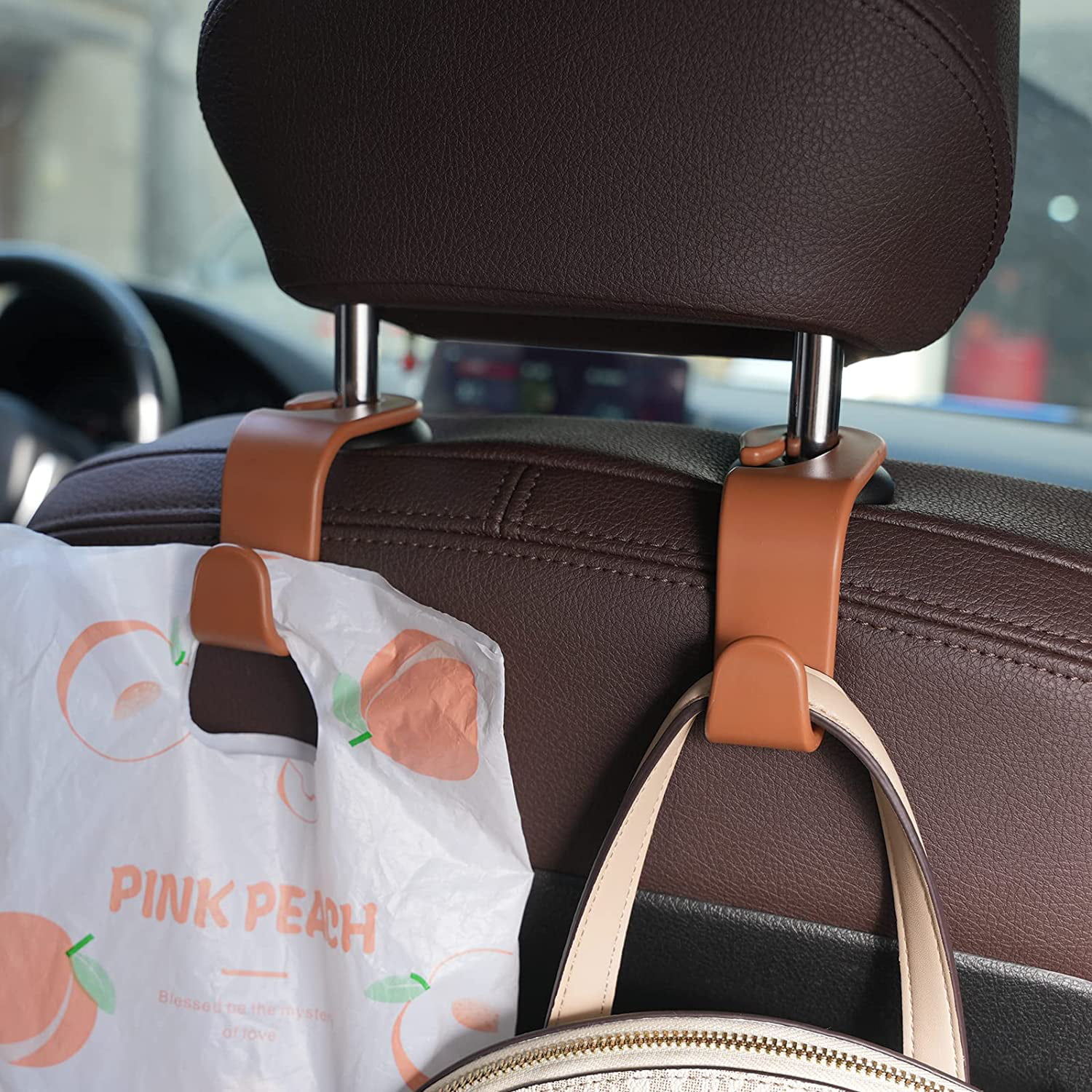 VTECHOLOGY Car Seat Headrest Hook 4 Pack Car Seat Backpack Hooks Seat  Headrest Hooks Car Seat Holder Organizer for Purses,Bags,Cloths,Car Water  Bottle