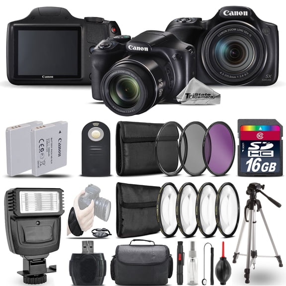 Canon PowerShot SX540 HS Digital Camera  Flash   7PC Filter   EXT BAT - 16GB Kit (International Version)