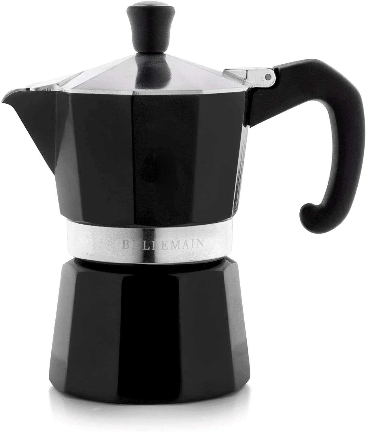 Bellemain Stovetop Espresso Maker Moka Pot (Black, 6 Cup)