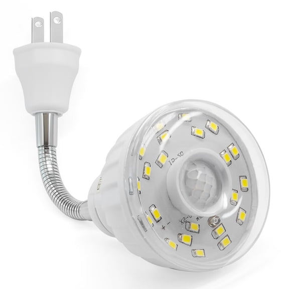 LED Motion-Activated Directional Rotating Flexible Sensor Dusk to Dawn Night Light AC Outlet Plug-in Wall Stair Lamp Indoor 360° Bedroom Hallway Stairway Garage Basement Corridor