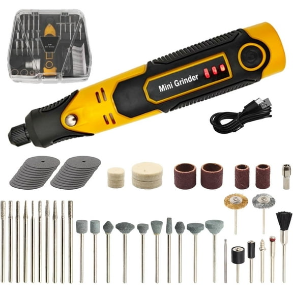 Mini Cordless Rotary Tool, 3-Speed and USB Charging with 57 Accessories, Multi-Purpose 3.7V Power Rotary Tool for Sanding, Polishing, Drilling, Etching, Engraving, DIY Crafts
