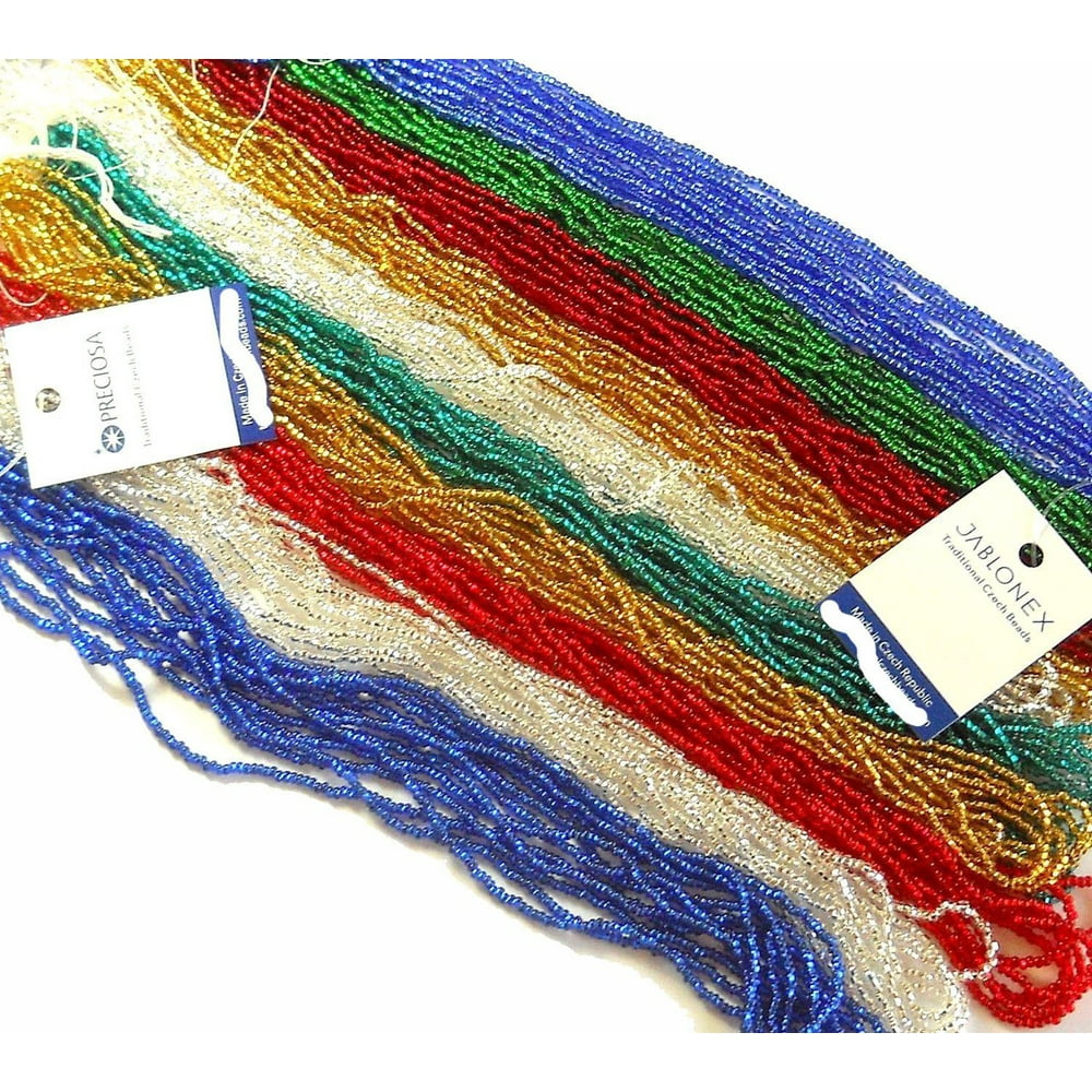 Czech 11/0 Glass Seed, Loose Beads, 96 String Hank Silver Lined