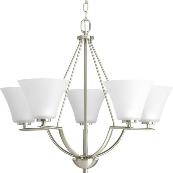 P4623-09-Progress Lighting-Bravo - 23 Inch Height - Chandeliers Light - 5 Light - Line Voltage-Brushed Nickel Finish-Etched Glass Color -Traditional
