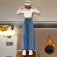 thumbnail image 3 of JTieacloth Girls Jeans Girls Fashion Flare Denim Pants Wide Leg Bootcut Style Soft Lined Winter Trousers For Teen Youth Casual Comfort Fit,Sizes 10-11 Years, 3 of 7