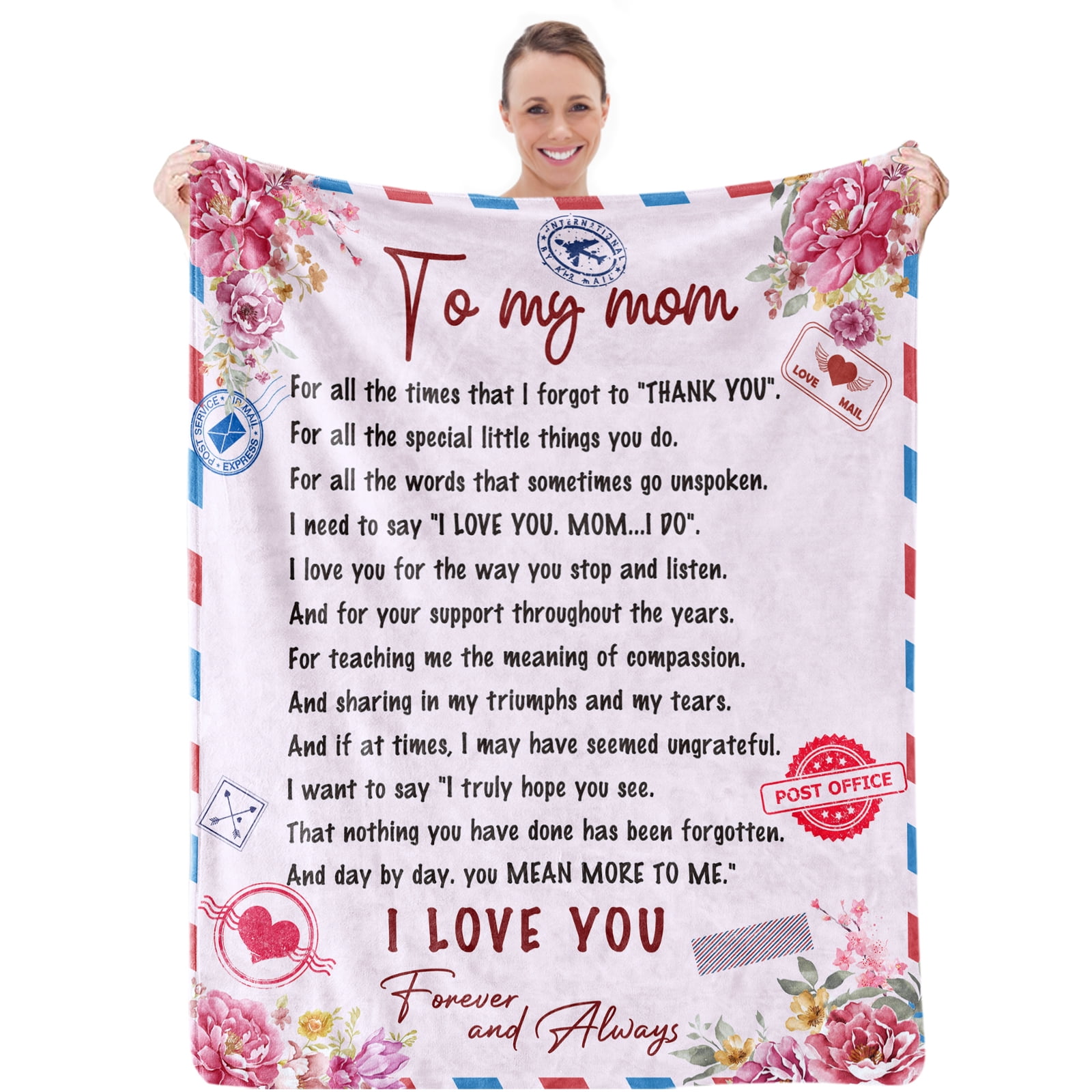GCQC Gifts for Mom from Daughter Son, I Love You Mom Blanket Birthday Gifts  for Mothers Soft Cozy Warmer Fuzzy Bed Throw Blanket 50x65