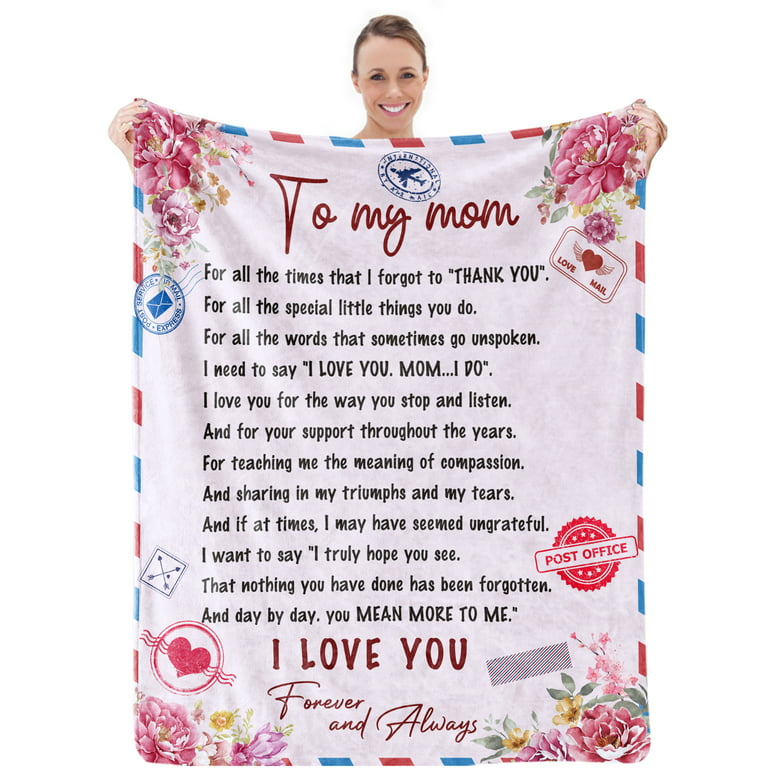 Livhil Mothers Day Gifts for Mom Blanket, I Love You Mom Gifts from Daughter for Mother, Mom Birthday Gifts for Mom, Best Mom Ever Gifts, Throw