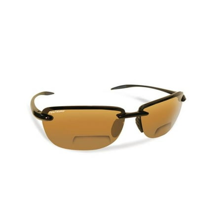 Flying Fisherman 7305BA-200 Cali Polarized Sunglasses, Black Frames With Amber Reader Plus 2.00 Lenses