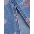 thumbnail image 4 of Womens Multicolor Floral A-Line Denim Midi Skirt With Front Slit, 4 of 8