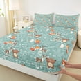thumbnail image 3 of Castle Fairy Fox Deer Bear Rabbit 3pcs Twin Sheet Sets,Cute Animal Twin Fitted Sheet,Chic Flower Breathable Flat Sheet,Super Cozy Cartoon Room Decor, 3 of 7