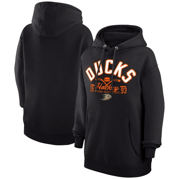Men's Starter Black Anaheim Ducks Puck Pullover Hoodie