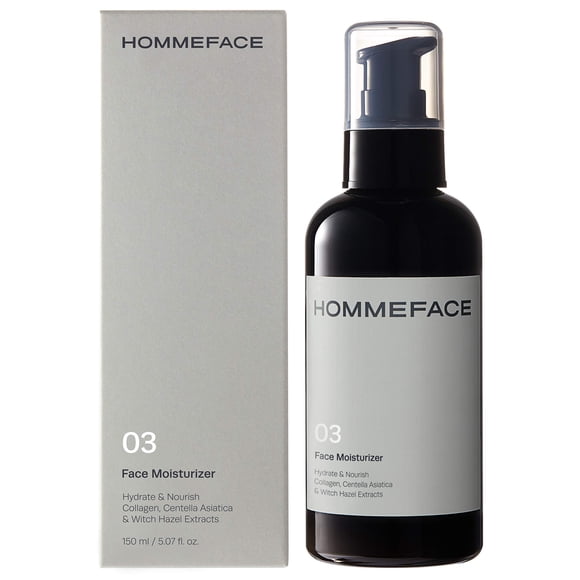 HommeFace Crema hidratante facial diaria para hombre 5.07 fl. onz. - Loción facial hidratante y nutritiva para hombres con extractos de colágeno de hamamelis y cica, ligera, sin alcohol