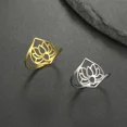 thumbnail image 2 of Aoxiang Anillos de acero inoxidable con forma de flor y pájaro para mujer y niña, sortija abierta ajustable, joyería Natural a la moda, 2 of 2