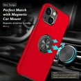 thumbnail image 3 of Entronix Heavy Duty Ring Case Designed for iPhone 13, Shockproof Slim Fit Kickstand, Red, 3 of 7