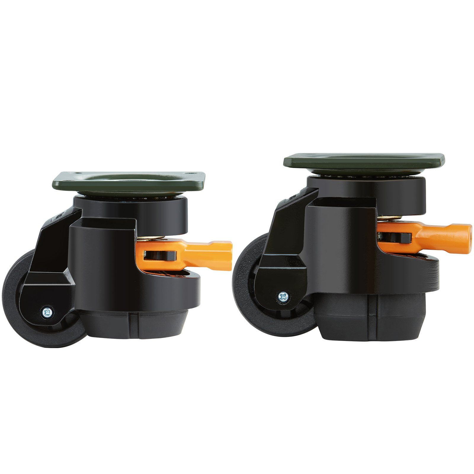 Leveling Casters, 4-Pack Heavy Duty 360 Degree Swivel Caster Wheels with 2 Inches Diameter, Supports 1100 lbs, Adjustable Leveling Feet and Upgraded Handle for Workbench, Furniture, Industrial Equipm