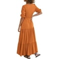 thumbnail image 5 of 2024 early spring new V-neck button drawstring hem slit short-sleeved dress, 5 of 5