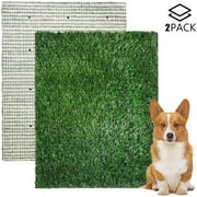 2PCS Pet Pee Artificial grass Mat, Dog Grass Pad with Drain, Washable Professional Dog Toilet Grass Potty Training Grass for Indoor/Outdoor Doormat for entryway
