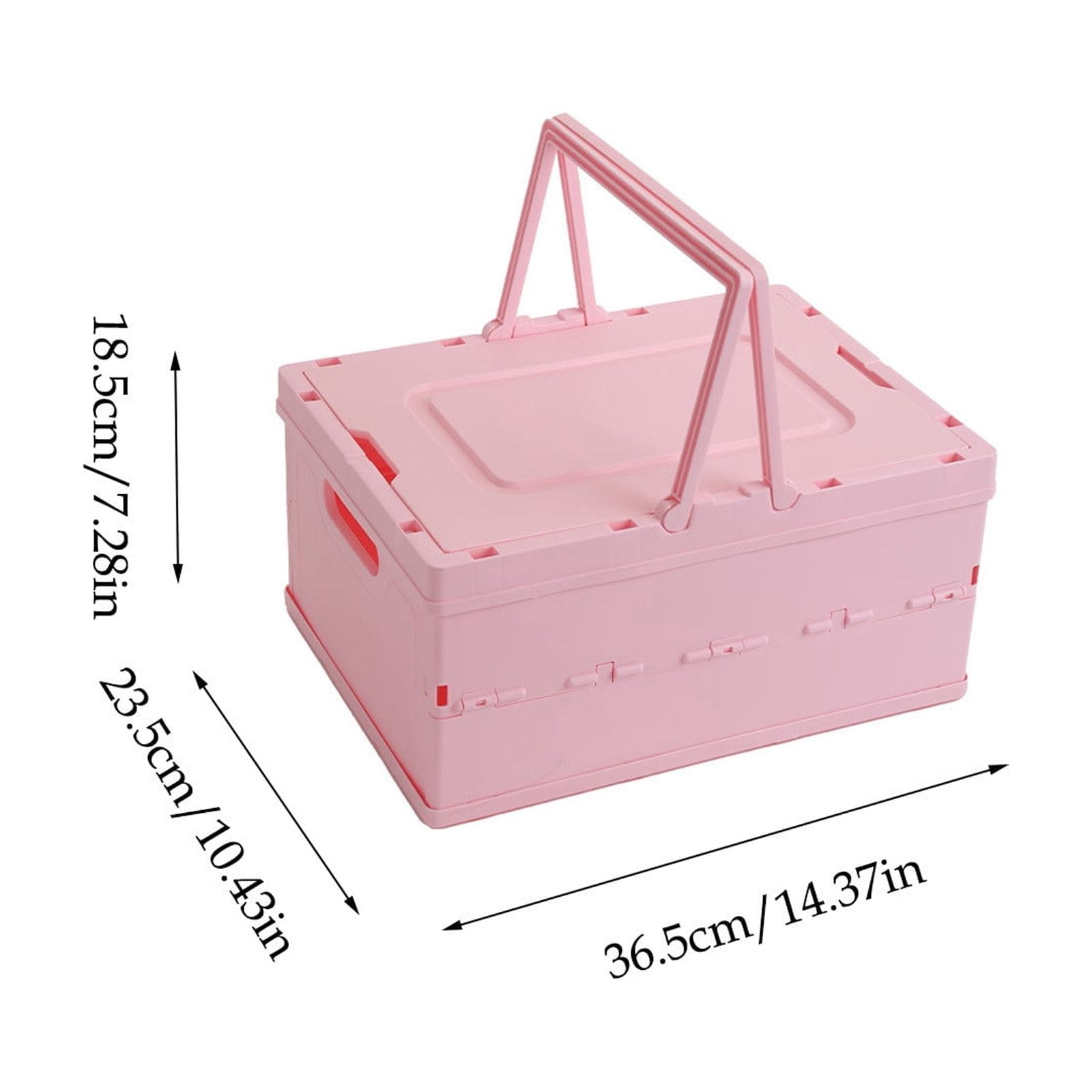 Gosuguu Foldable Storage Box with Lid & Handle | Multi-Functional Organizer for Camping & Home | 14.37x10.43x7.28in Plastic Basket in Orange, Yellow, Pink, Red, Black, Green