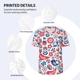 thumbnail image 3 of Zufioo Birds Flowers Print Men's Baseball Short Sleeve, Moisture Wicking Button-Down Hip Hop Tee-Large, 3 of 7