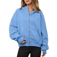 thumbnail image 2 of Full Zipper Hoodies for Women Long Sleeve Plain Zip Up Hooded Sweatshirt with Pockets Jacket Coat Fall Winter Outfits, 2 of 7