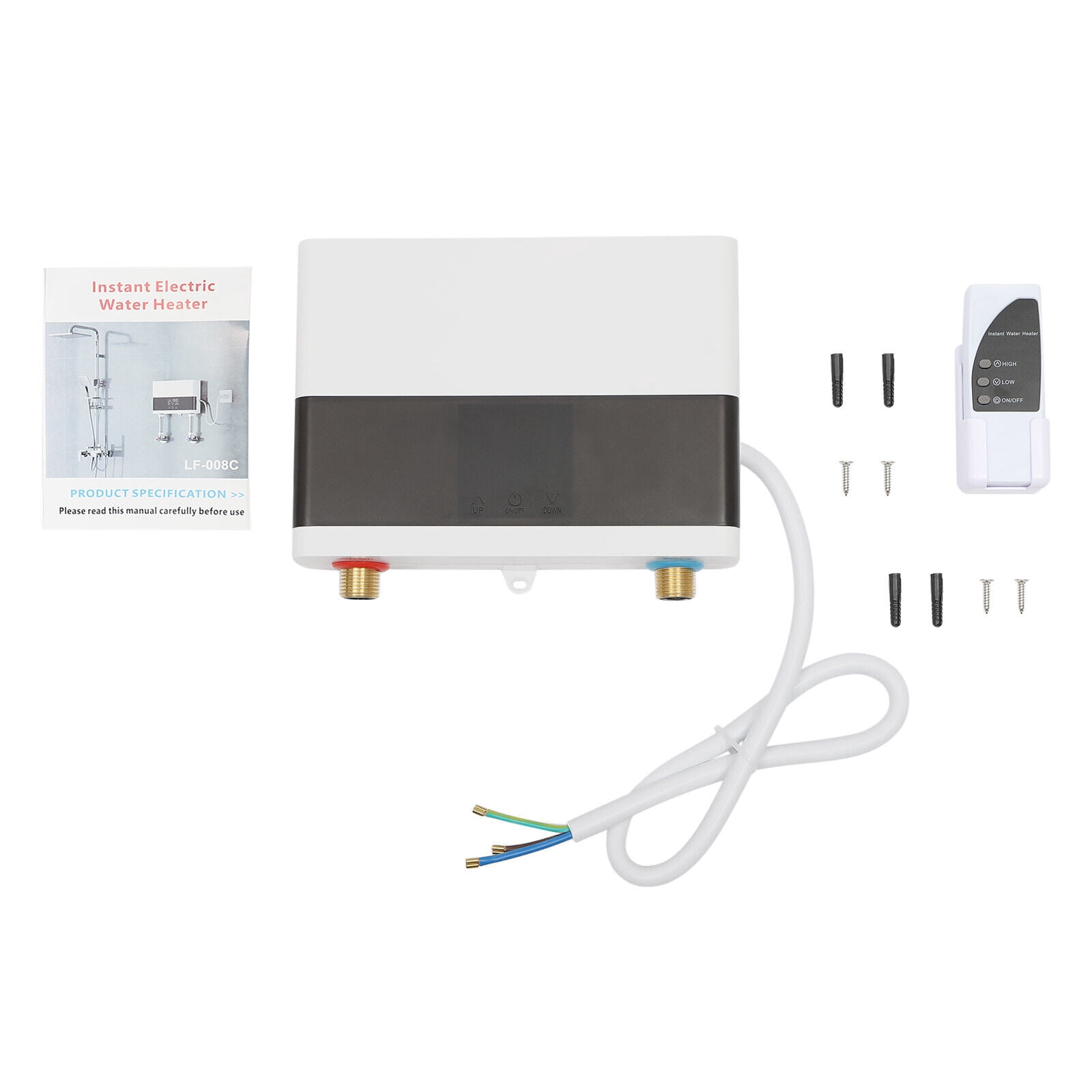 Mini Electric Tankless Water Heater, 110V Instant Digital Hot Water Heater with Remote Control Touch Display Screen for Kitchen White