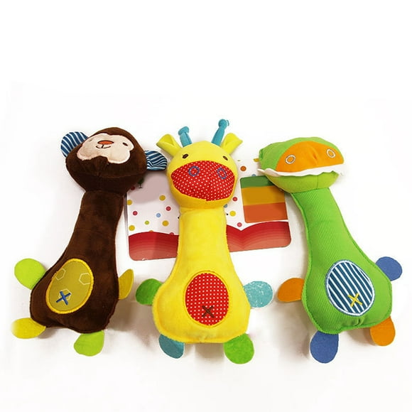3PCS Dog Squeaky Toy Soft Plush Puppy Toy Dog Chew Toy Puppy Bite Toy with Bell