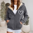 thumbnail image 2 of Arlun Zip up Hoodies for Women Sherpa Lined Warm Full Zipper Hooded Sweatshirts Casual Smile Letter Printed Drawstring Long Sleeve Workout Jackets with Pockets Dark Gray XXL, 2 of 4