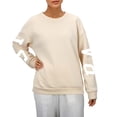 thumbnail image 2 of WEAIXIMIUNG Chandails Camouflage pour Femmes Coupe Ample Décontractée avec Imprimé Lettre Manches Longues Col Rond Chandail, 2 of 5