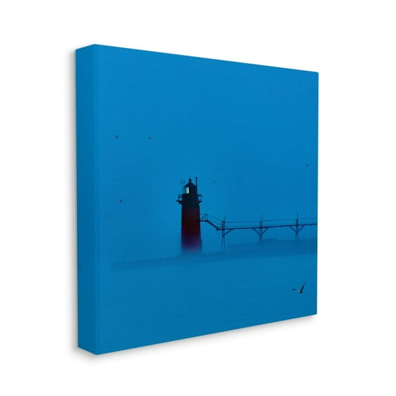 Stupell Industries Lighthouse Silhouette Blue Fog Photograph Canvas Wall Art by James McLoughlin