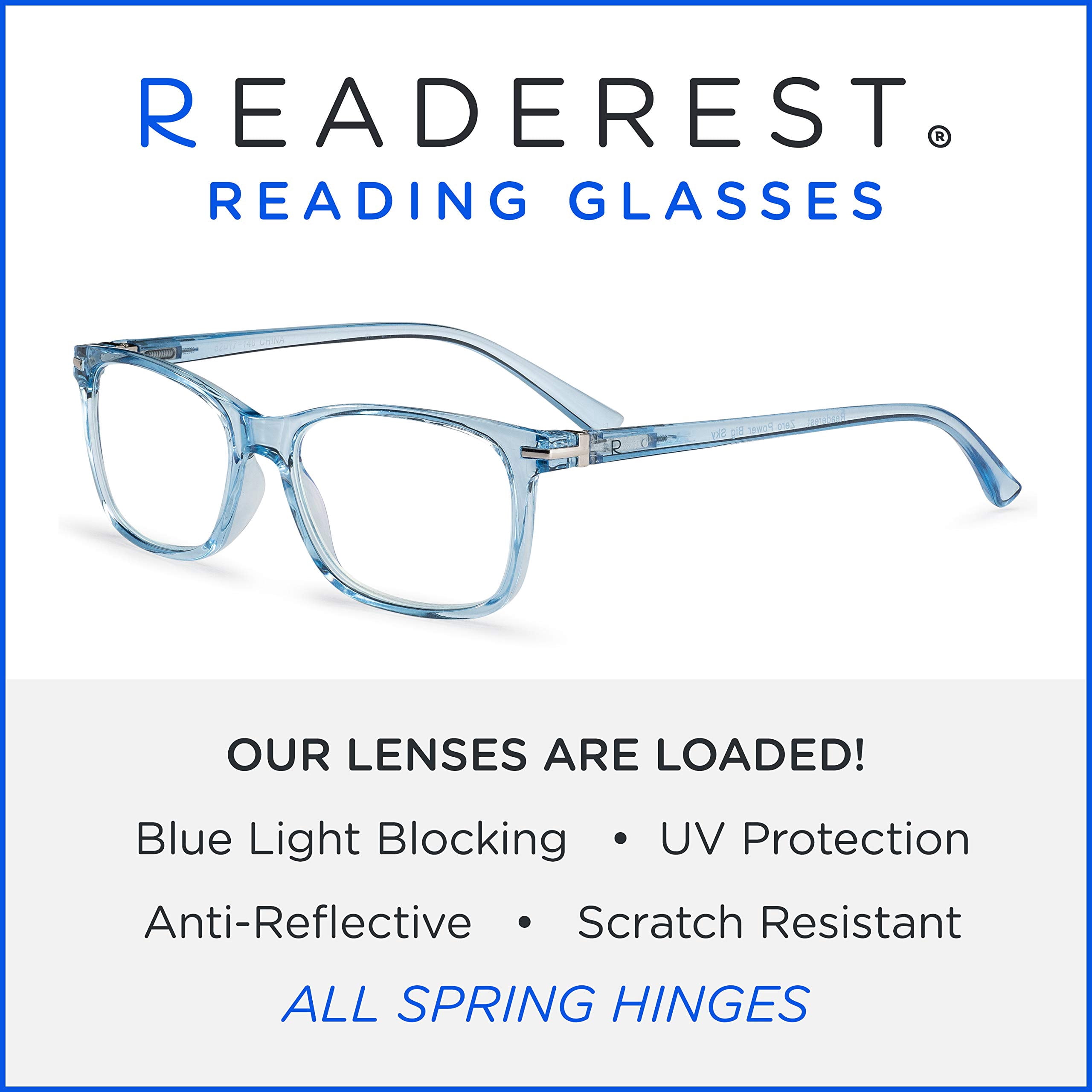 Readerest Blue Light Blocking Reading Glasses Light Blue 275 Magnification