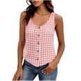 thumbnail image 2 of Women Plaid Tank Tops Button Front Sleeveless Loose Casual Blouse for Vintage Summer Vacation XL, 2 of 6