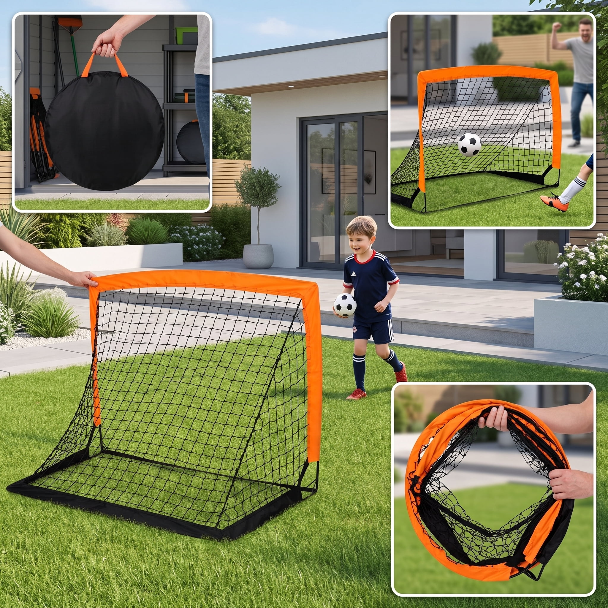 2 Pack Pop Up Soccer Goals, Portable Soccer Nets for Kids Youth Adults, Outdoor Soccer Goal Set for Backyard Games & Soccer Training